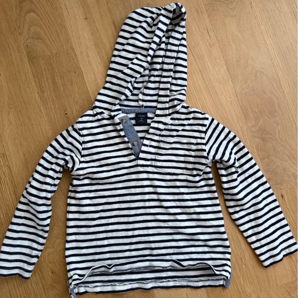 GAP Kids Striped Hoodie - Navy and White